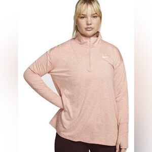 Nike Womens Plus 1X Peach Orange Element‎ Half 1/2 Zip Pullover Running